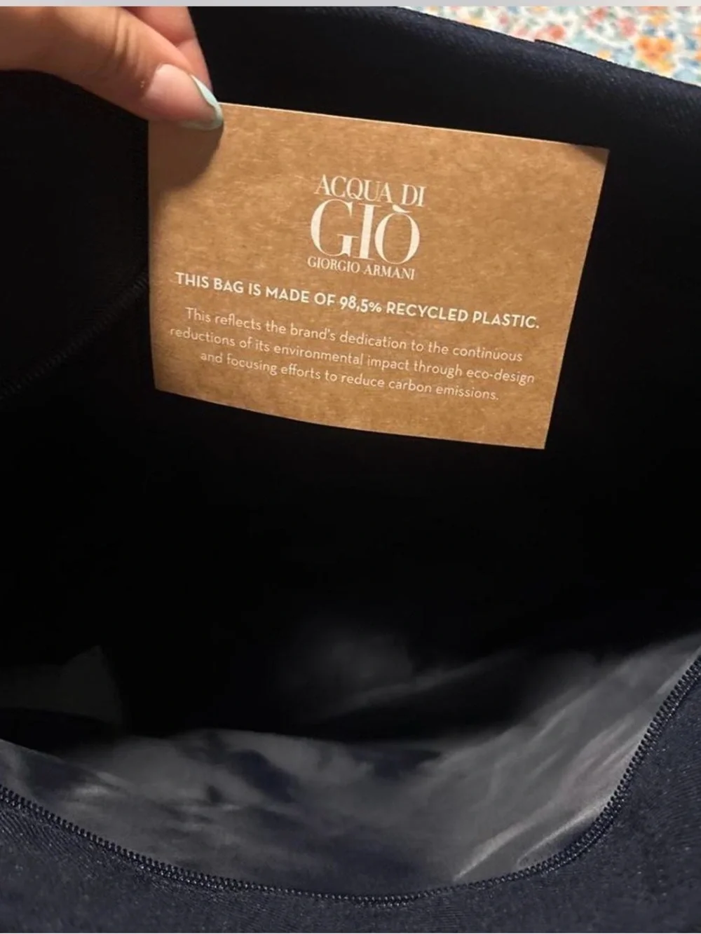 Giorgio Armani Navy Recycled-Plastic Tote